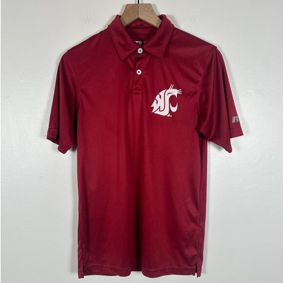 Russell Mens Washington State Cougars Short Sleeve Crimson Polo Shirt Size Small - Picture 1 of 7